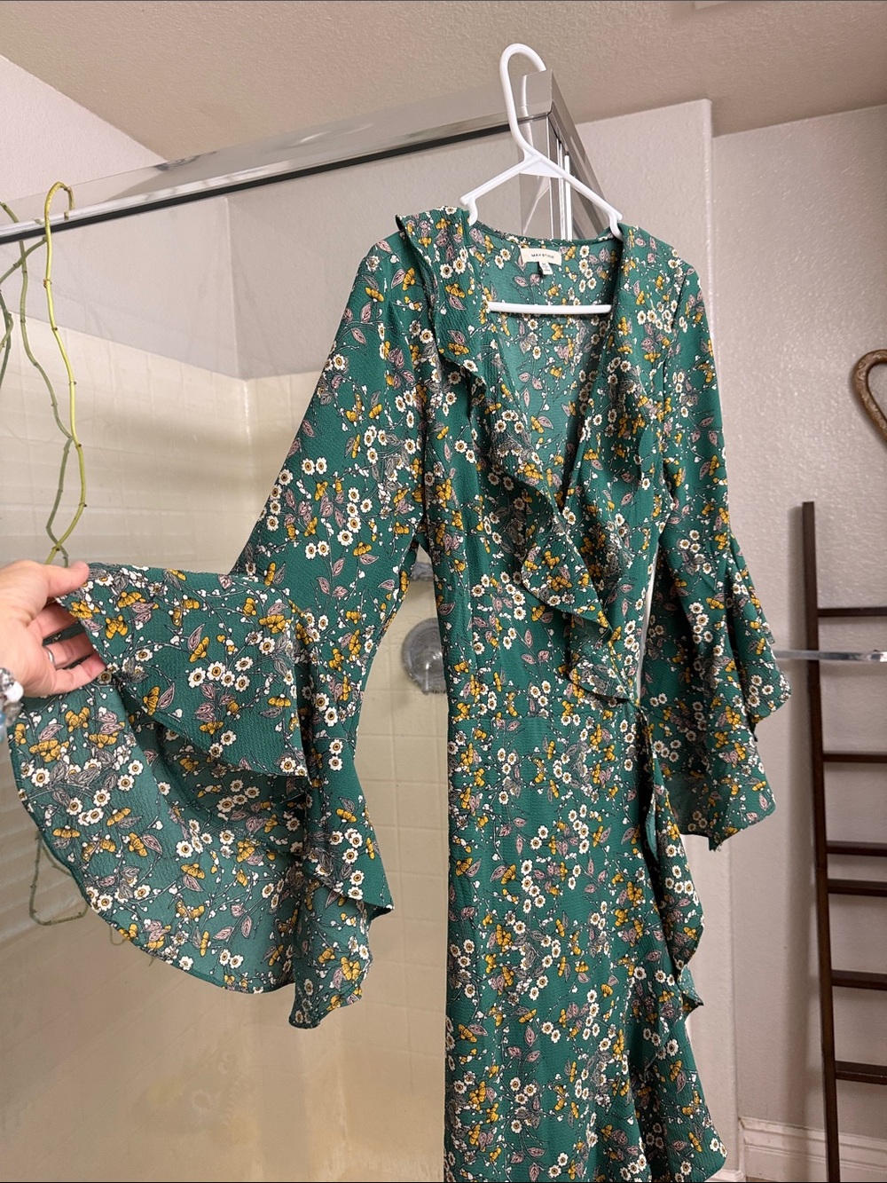 Max Studio Teal Floral Ruffle Maxi Dress - Picture 2 of 5